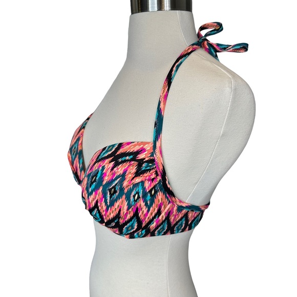 Shade & Shore Bikini Top Womens Padded Push Up Wired Halter 90s 34D - Picture 3 of 10